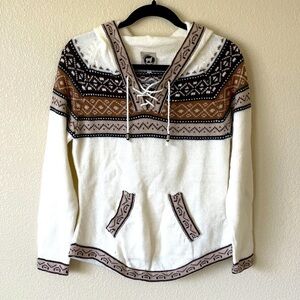 Artesania Hand Knit Alpaca Wool Blend Fair Isle Sweater S Hoodie Cozycore Hygge